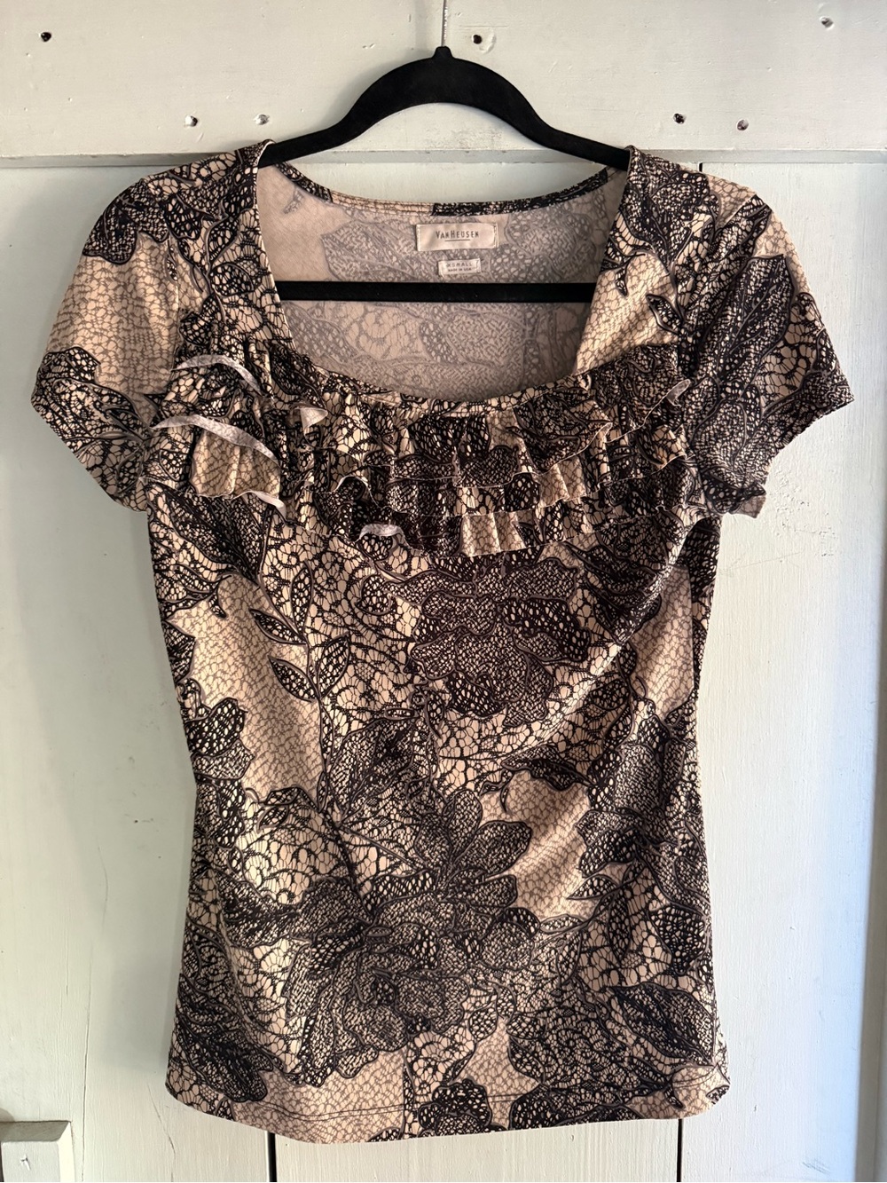 Van Heusen Ruffle Lace Pattern Top